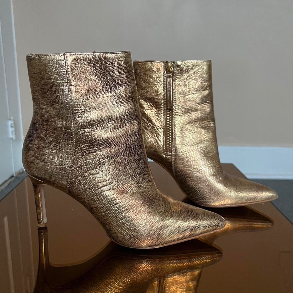 Zara metallic gold stiletto boots
